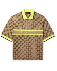 Gucci - Logo-print Mesh Polo Shirt - Lyst