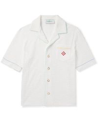 Casablancabrand - Camp-collar Logo-appliquéd Monogrammed Cotton-blend Terry Shirt - Lyst