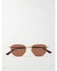 Bottega Veneta - Round-frame Gold-tone Sunglasses - Lyst