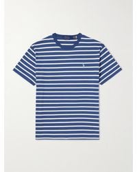 Polo Ralph Lauren - T-shirt in jersey di cotone a righe con logo ricamato - Lyst