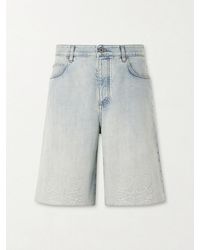 Loewe - Wide-Leg Anagram-Embroidered Denim Shorts - Lyst