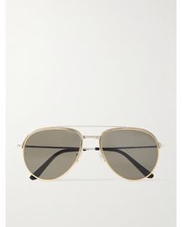 Cartier - Santos Evolution Aviator-style Gold And Silver-tone Sunglasses - Lyst