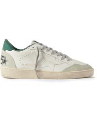 Golden Goose - Ball Star Distressed Suede-trimmed Leather Sneakers - Lyst