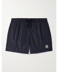 Moncler - Straight-Leg Mid-Length Logo-Appliquéd Swim Shorts - Lyst