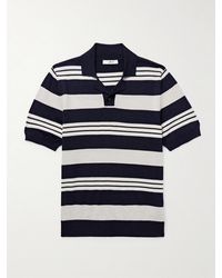 MR P. - Camp-Collar Striped Merino Wool Polo Shirt - Lyst
