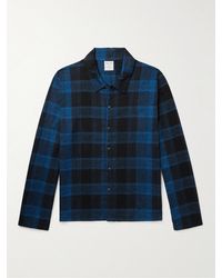 Calvin Klein - Camicia da pigiama in flanella di cotone a quadri con logo ricamato - Lyst