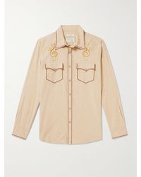 Nudie Jeans - George Embroidered Cotton Western Shirt - Lyst