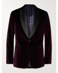 Paul Smith - Shawl-collar Satin-trimmed Cotton-velvet Tuxedo Jacket - Lyst