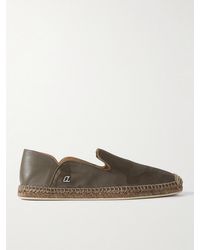 Christian Louboutin - Leather-Trimmed Logo-Jacquard Canvas Espadrilles - Lyst
