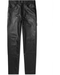 Givenchy - Straight-leg Full-grain Leather Trousers - Lyst