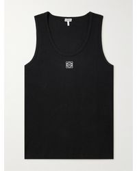 Loewe - Logo-embroidered Ribbed Stretch-cotton Tank Top - Lyst