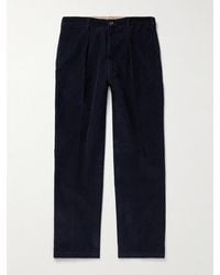 Drake's - Games Tapered Pleated Cotton-Corduroy Trousers - Lyst