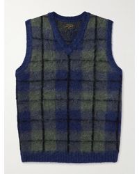 Beams Plus - Checked Knitted Sweater Vest - Lyst