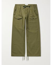 Chimala Wide-leg Cotton-twill Drawstring Cargo Trousers - Green
