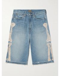 Kapital - Straight-Leg Appliquéd Distressed Denim Shorts - Lyst