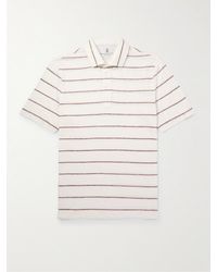 Brunello Cucinelli - Striped Linen And Cotton-blend Polo Shirt - Lyst