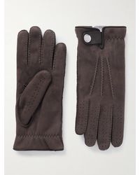 Brunello Cucinelli - Leather-Trimmed Suede Gloves - Lyst