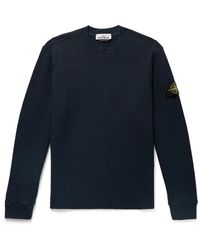 Stone Island - Logo-appliquéd Ribbed Cotton-blend Sweater - Lyst