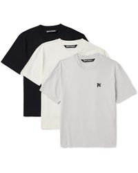 Palm Angels - Three-pack Logo-embroidered Cotton-jersey T-shirts - Lyst