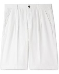 Massimo Alba - Cliff Straight-Leg Pleated Linen Bermuda Shorts - Lyst