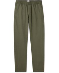 Sunspel - Straight-leg Cotton And Linen-blend Drawstring Trousers - Lyst