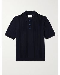 NN07 - Thor 6539 Pointelle-knit Wool-blend Polo Shirt - Lyst
