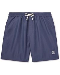 Brunello Cucinelli - Straight-leg Mid-length Logo-embroidered Swim Shorts - Lyst