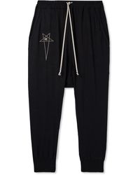 Rick Owens - Champion Prisoner Tapered Logo-embroidered Cotton-jersey Sweatpants - Lyst