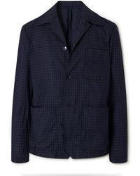 Barena - Visal Checked Crinkled Wool-blend Overshirt - Lyst