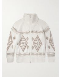 Brunello Cucinelli - Jacquard-Knit Cashmere Zip-Up Cardigan - Lyst