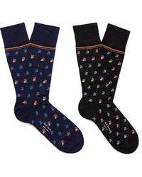 Paul Smith - Cole Two-pack Jacquard-knit Cotton-blend Socks - Lyst