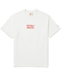 Emotionally Unavailable Logo-print Cotton-jersey T-shirt - White