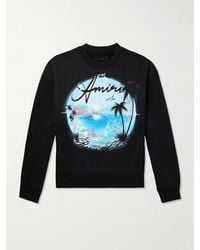 Amiri - Oversized Sweatshirt aus Baumwoll-Jersey mit Kristallen und Print - Lyst