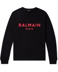 Balmain - Logo-print Cotton-jersey Sweatshirt - Lyst