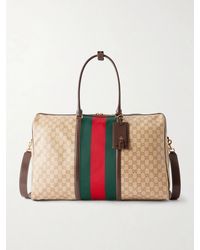 Gucci - Webbing And Leather-Trimmed Monogrammed Canvas Tote Bag - Lyst