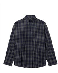 Balenciaga - Oversized Button-down Collar Logo-print Checked Cotton-flannel Shirt - Lyst