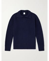 Eleventy - Ribbed-Knit Wool And Cashmere-Blend Polo Shirt - Lyst