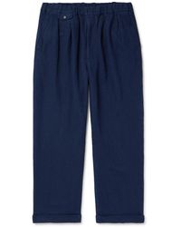 Beams Plus - Straight-leg Pleated Linen And Cotton-blend Trousers - Lyst