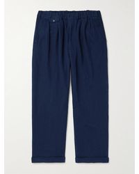 Beams Plus - Straight-leg Pleated Linen And Cotton-blend Trousers - Lyst