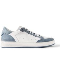 Officine Creative - The Answer 001 Distressed Suede-Trimmed Leather Sneakers - Lyst