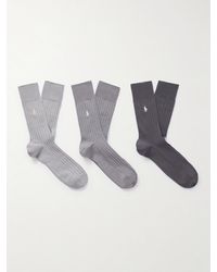Polo Ralph Lauren - Set aus drei Paar Socken aus einer gerippten Baumwollmischung mit Logostickerei - Lyst