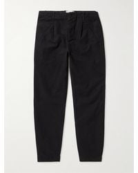 Folk - Assembly Straight-leg Pleated Cotton-twill Trousers - Lyst