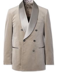 Brunello Cucinelli - Slim-Fit Shawl-Collar Double-Breasted Cotton-Velvet Tuxedo Jacket - Lyst