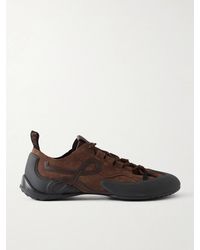 Loewe - Grip Logo-Appliquéd Trimmed-Suede Sneakers - Lyst