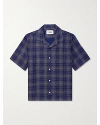 Corridor NYC - Camp-collar Checked Cotton And Linen-blend Gauze Shirt - Lyst