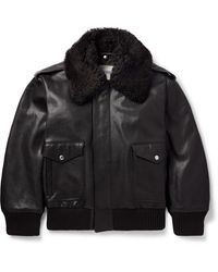 Burberry - Shearling-trimmed Full-grain Leather Bomber Jacket - Lyst