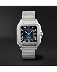 Cartier - Santos De Automatic 39.8mm Interchangeable Stainless Steel And Leather Watch - Lyst