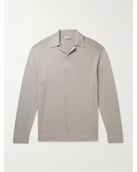 Agnona - Camicia slim-fit in misto seta e cotone con colletto aperto - Lyst