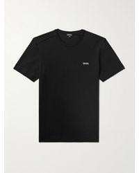 Zegna - Slim-fit Logo-embroidered Cotton-jersey T-shirt - Lyst