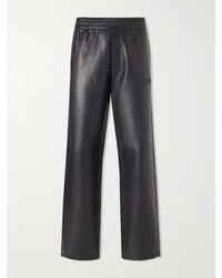 Amiri - Logo-appliquéd Straight-leg Leather Trousers - Lyst